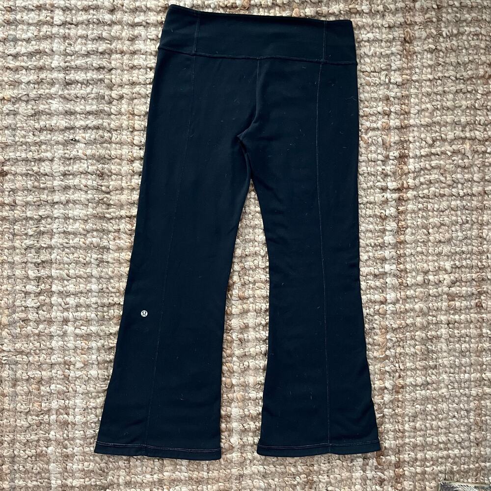 Lululemon Vintage Reversible Flare Leggings Black Gray Size 8 Bootcut Yoga Y2K